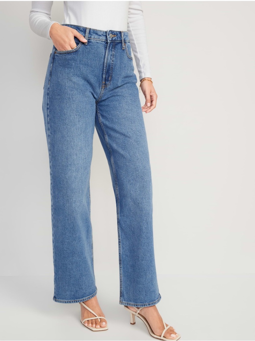NWT Old Navy Extra High Rise Eide Leg Secret Smooth Pockets Medium Blue 18 - Picture 3 of 13